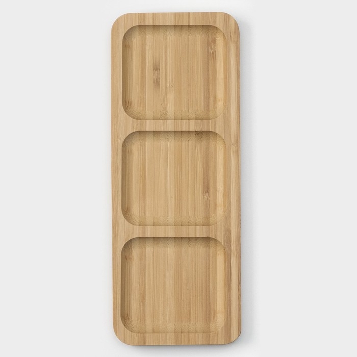 Менажница Striata, 3 секции, 25×9,5 см, цвет бежевый