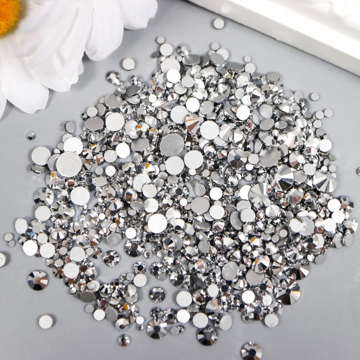 Декор для творчества стекло Декор для творчества стекло "Стразы усечённый конус. Серебристые" d=1,5-6,5 мм набор 1000 шт