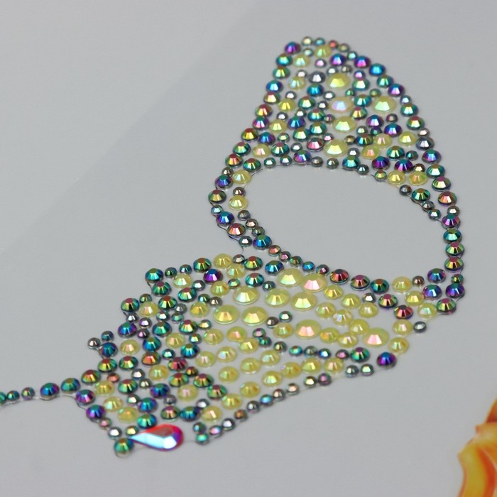 Наклейка пластик стразы Наклейка пластик стразы "Пара крыльев желтой бабочки" 16х17 см