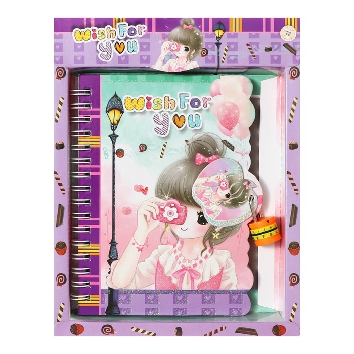 Записная книжка в подарочной коробке А6 Записная книжка в подарочной коробке А6 "Аниме", на замочке, линия, 50 листов, МИКС