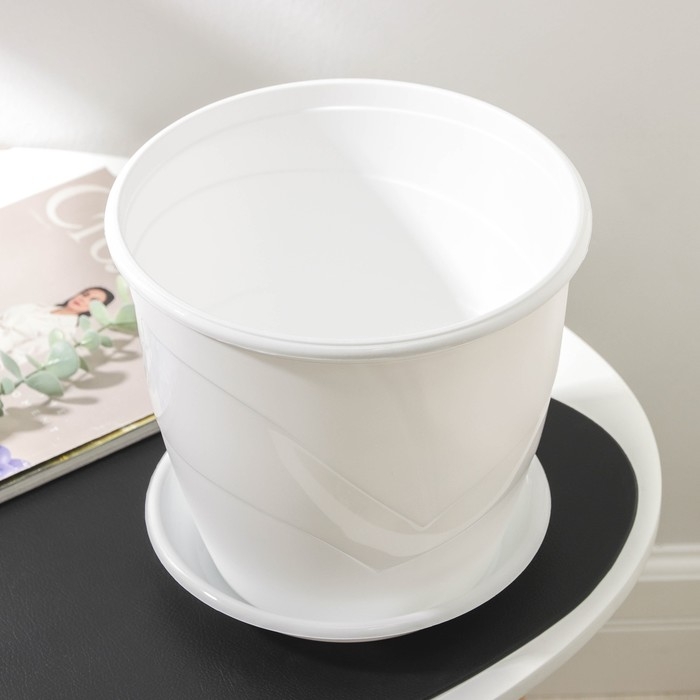 Горшок для цветов с поддоном «Венеция», 5,5 л, d=23 см, белый Горшок для цветов с поддоном «Венеция», 5,5 л, d=23 см, белый