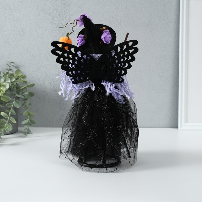 Кукла интерьерная Кукла интерьерная "Ведьмочка в чёрном платье с сиреневыми волосами" 8,5х16х30 см