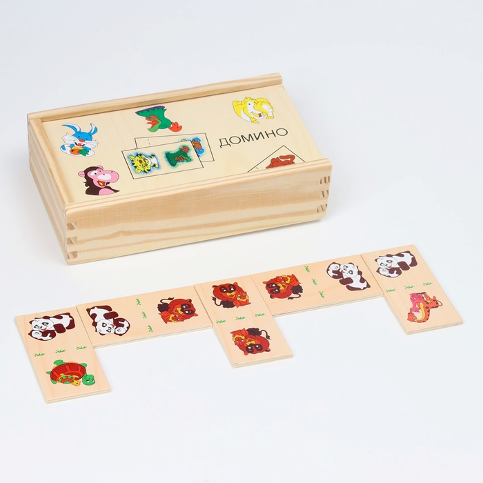 Домино &laquo;Звери с детёнышами&raquo; 10,5 &times; 18,5 &times; 5 см