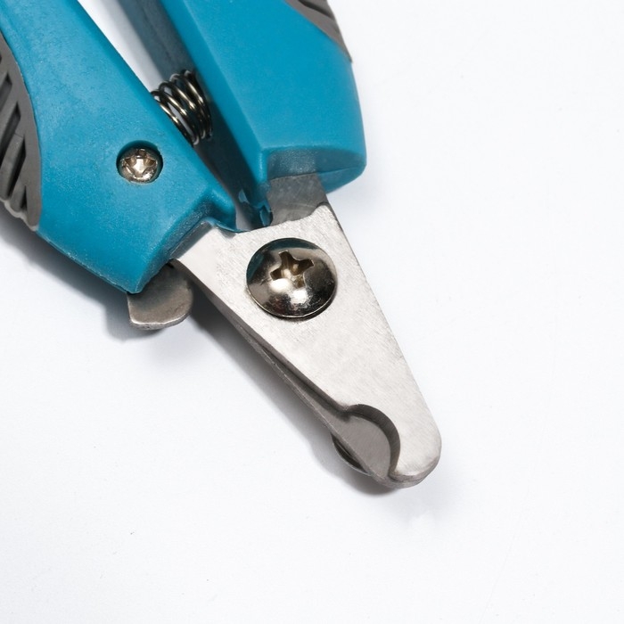 Когтерез боковой с рифлеными ручками, отверстие 9 мм, голубой с серым Когтерез боковой с рифлеными ручками, отверстие 9 мм, голубой с серым