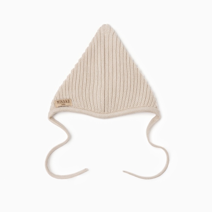 Шапка вязаная детская MINAKU, цвет бежевый, размер 42-44 Шапка вязаная детская MINAKU, цвет бежевый, размер 42-44
