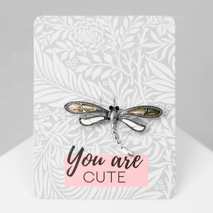 Брошь «Стрекоза» ракушка, цветная в чернёном серебре Брошь «Стрекоза» ракушка, цветная в чернёном серебре