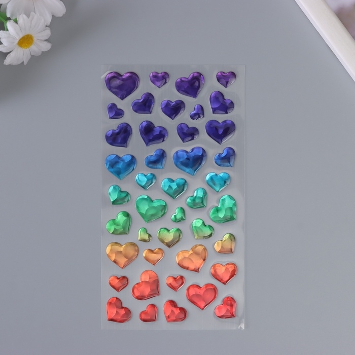 Наклейки для творчества пластик Наклейки для творчества пластик "Градиент. Сердце" 22х9,5 см