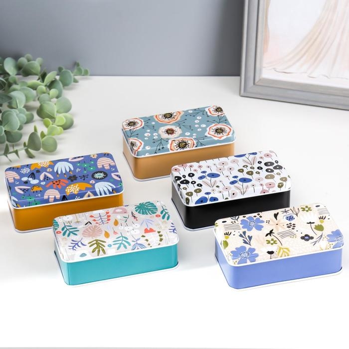 Шкатулка металл прямоугольная Шкатулка металл прямоугольная "Цветочная полянка" МИКС 4х11,5х6,5 см