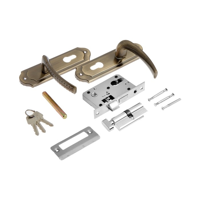 Замок врезной LOCKLAND RD001, с ручкой, 3 ключа, цвет бронза Замок врезной LOCKLAND RD001, с ручкой, 3 ключа, цвет бронза