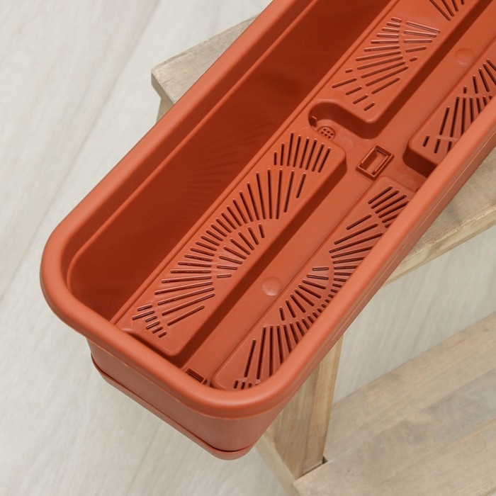 Ящик балконный с поддоном, 80 см, цвет терракотовый Ящик балконный с поддоном, 80 см, цвет терракотовый