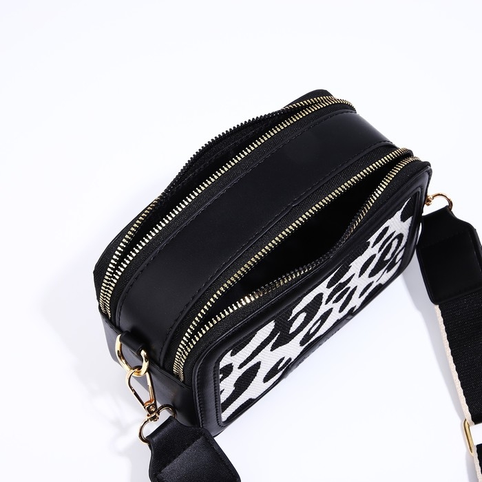 Сумка кросс-боди на молнии, цвет чёрный/белый Сумка кросс-боди на молнии, цвет чёрный/белый