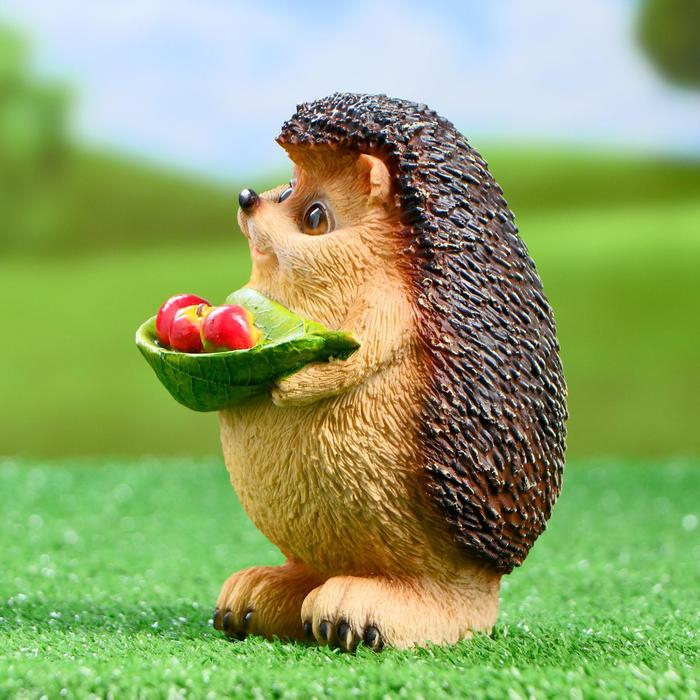 Садовая фигура  Садовая фигура "Ежик с листочком" 12х11х16см