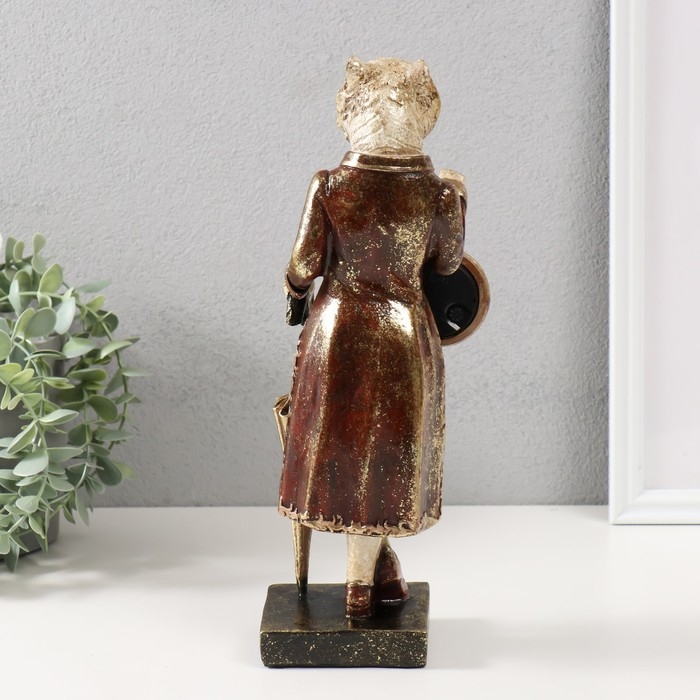 Сувенир полистоун с часами Сувенир полистоун с часами "Белый тигр в камзоле с зонтом" 9,5х9,5х30,5 см