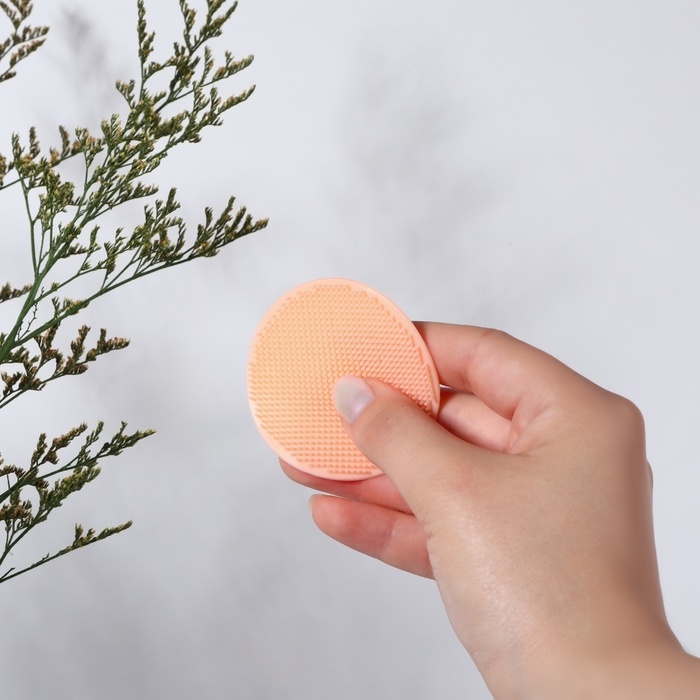 Щётка для умывания «Круг», на присоске, d = 5,5 см, цвет бежевый