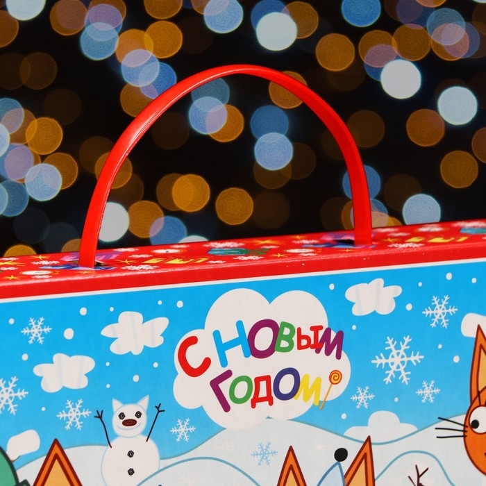 Новый год. Коробка подарочная складная Новый год. Коробка подарочная складная "Три кота" 25 х 5 х 15 см.