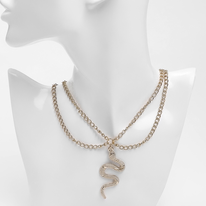 Новый год! Символ года 2025! Кулон «Змея», цвет белый в золоте Новый год! Символ года 2025! Кулон «Змея», цвет белый в золоте