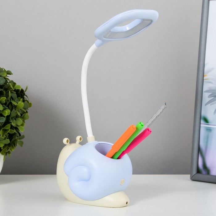 Лампа настольная Лампа настольная "Улитка" LED 1 режим 4,2Вт USB синий 8,5х13х29 см RISALUX