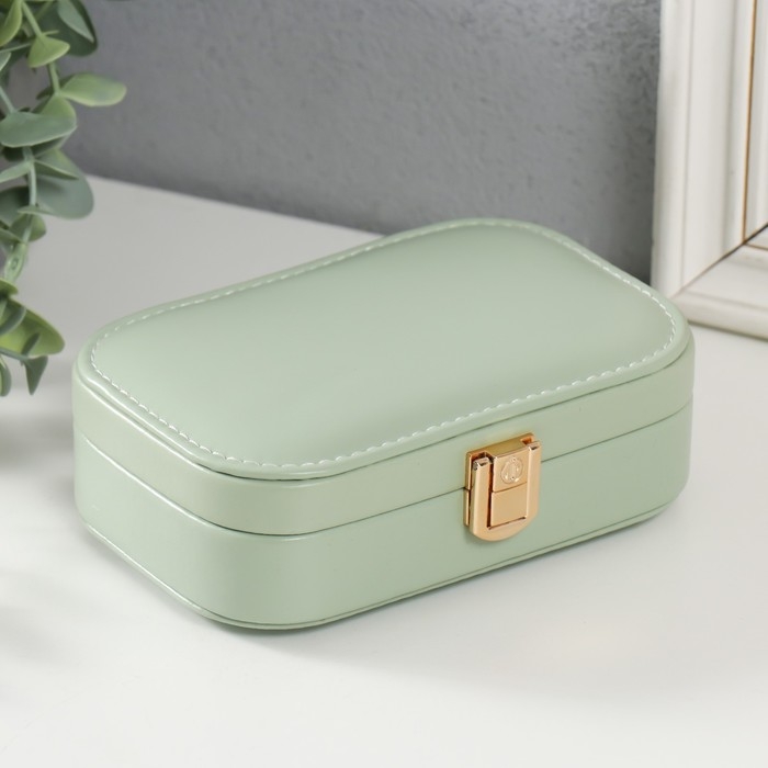 Шкатулка кожзам для украшений  Шкатулка кожзам для украшений "Эмори" зелёная 15х10х4,5 см