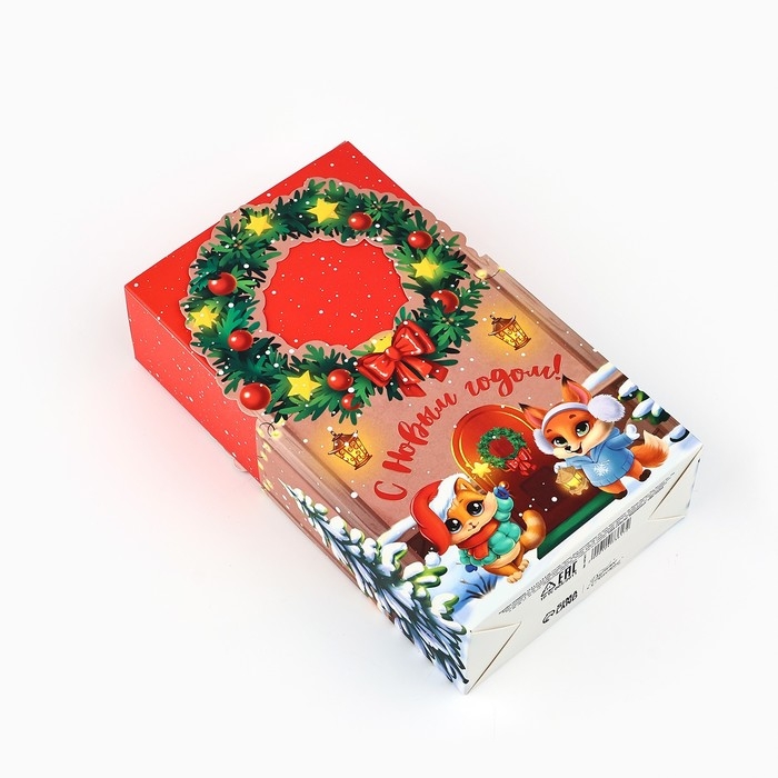 Коробка новогодняя складная «Новогодний домик» 12.3 х 21 х 5.3 см, Новый год Коробка новогодняя складная «Новогодний домик» 12.3 х 21 х 5.3 см, Новый год