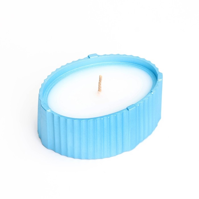 Свеча  Свеча "Овал" в подсвечнике с узкими гранями, 9х6,5х4см,голубой