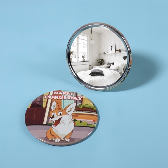 Зеркало карманное «Корги», d = 7 см, разноцветное Зеркало карманное «Корги», d = 7 см, разноцветное