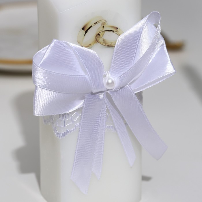 Набор свечей  Набор свечей "Кружевной с бантиком" белый: домашний очаг 6,8х15см, родительские 1,8х17,5см