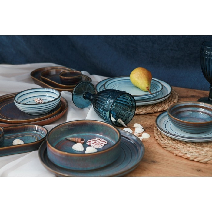 Тарелка фарфоровая десертная Magistro Garland, d=18,2 см, цвет синий Тарелка фарфоровая десертная Magistro Garland, d=18,2 см, цвет синий