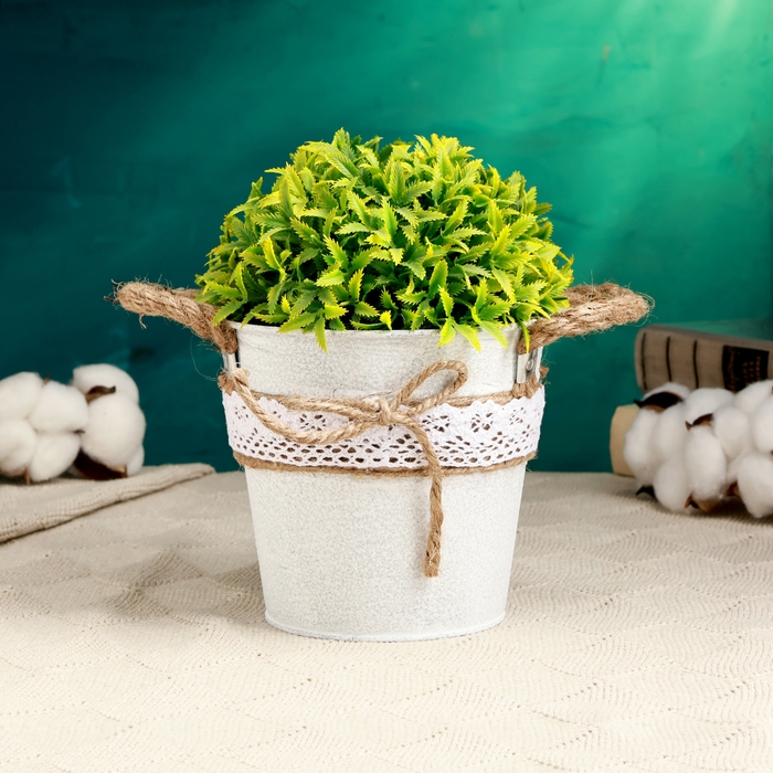 Кашпо  Кашпо "Ведерко Линдберг" белое с ручками, 13х13х12см