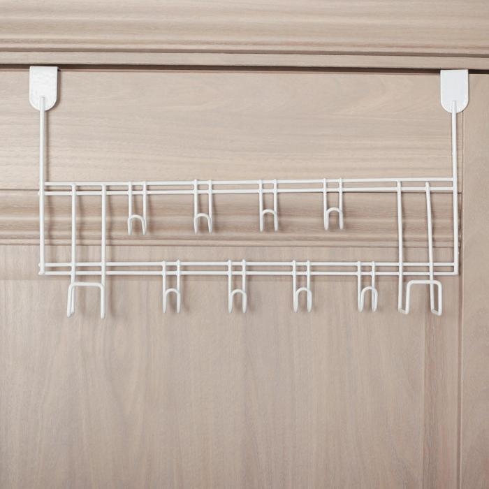 Вешалка на дверь на 8 крючков Доляна «Моно», 40,5×10×23 см, цвет белый Вешалка на дверь на 8 крючков Доляна «Моно», 40,5×10×23 см, цвет белый