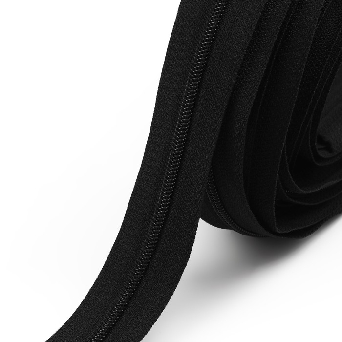 Набор: рулонная молния «Спираль» №3, 10 м, 20 бегунков, 40 верхних ограничителей, 20 нижних ограничителей, цвет чёрный Набор: рулонная молния «Спираль» №3, 10 м, 20 бегунков, 40 верхних ограничителей, 20 нижних ограничителей, цвет чёрный