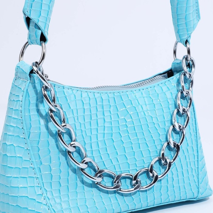 Сумка-багет на молнии, цвет голубой Сумка-багет на молнии, цвет голубой