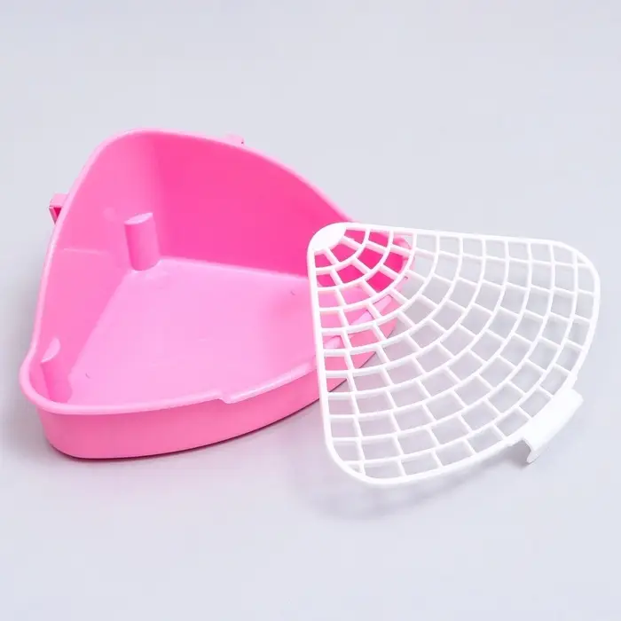 Туалет угловой для кроликов и хорьков Туалет угловой для кроликов и хорьков "Пижон", 24 х 18 х 11 см, розовый