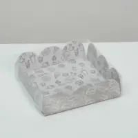 Коробка для печенья, кондитерская упаковка с PVC крышкой, &laquo;Вкусности&raquo;, 10.5 х 10.5 х 3 см