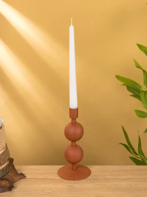 Подсвечник на 1 свечу текстурный  Подсвечник на 1 свечу текстурный "Терракота" с 2 сферами 8,5х8,5х18 см