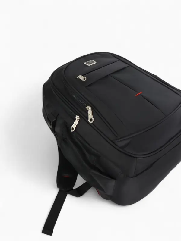 Рюкзак школьный из текстиля на молнии, 5 карманов, цвет чёрный/серый