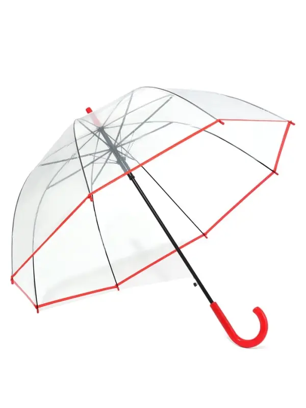 Зонт - трость полуавтоматический &laquo;Стиль&raquo;, 8 спиц, R=44/58 см, d=88 см, прозрачный, красный