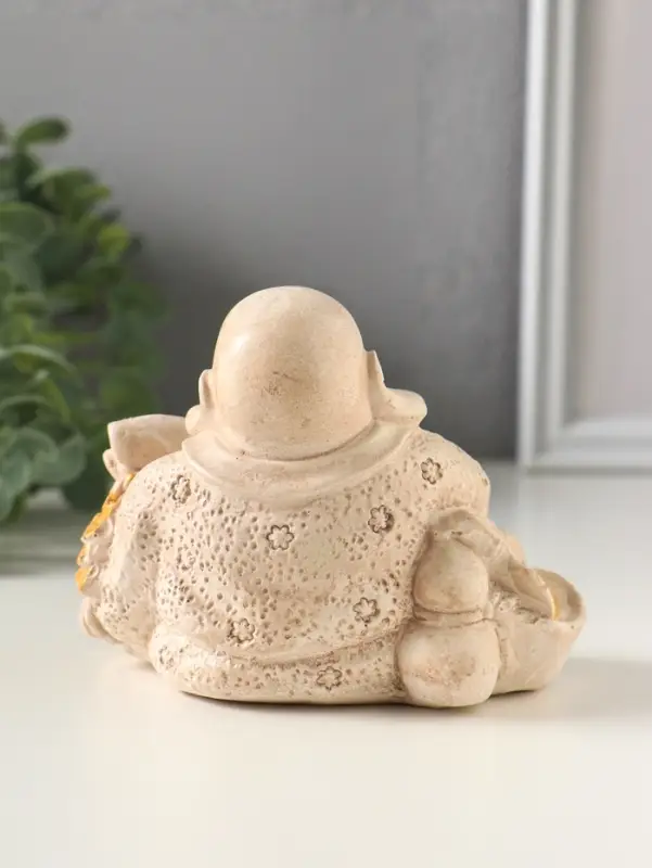 Фигурка гипс &laquo;Хотей с рыбой&raquo;, 10&times;9&times;7 см, слоновая кость