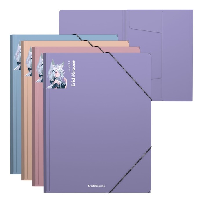 Папка на резинке А4, 600 мкм, ErichKrause  Папка на резинке А4, 600 мкм, ErichKrause "Matt Manga", тиснение "песок", микс