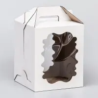 Коробка под торт, белая, с окном, 18&times;18&times;22 см