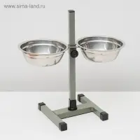 Подставка с мисками, 2&times;700 мл, высота 40 см, разборная, зелёная