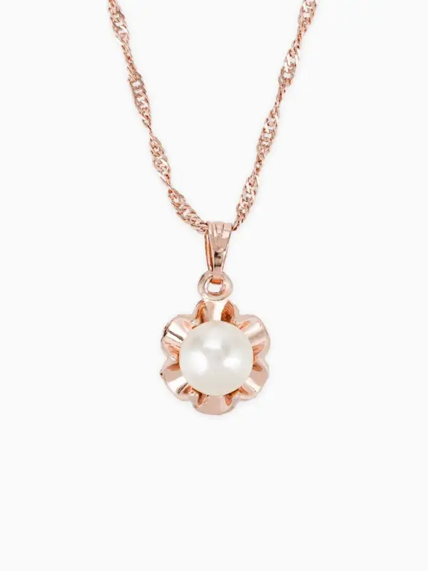 Гарнитур 3 предмета: серьги, кулон, кольцо безразмерное &laquo;Эдель&raquo;, с жемчугом цветок, белые в золоте, 45 см