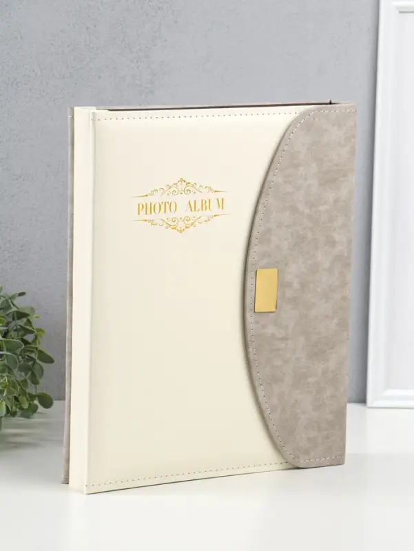 Фотоальбом на 400 фото 10х15 см "Стиль" кожзам, бело-серый 5х28х34 см