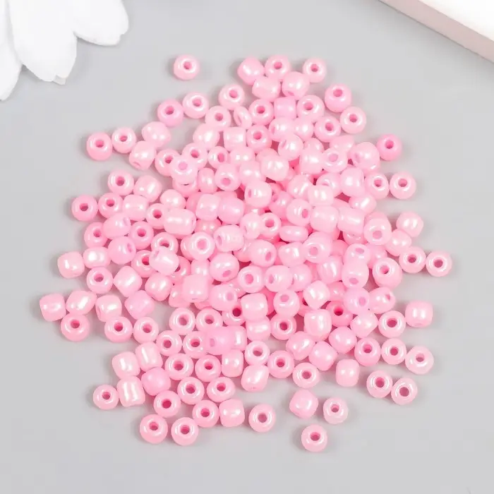 Бисер круглый размер 6/0  Бисер круглый размер 6/0 "Розовая пастила с перламутром" 20 гр