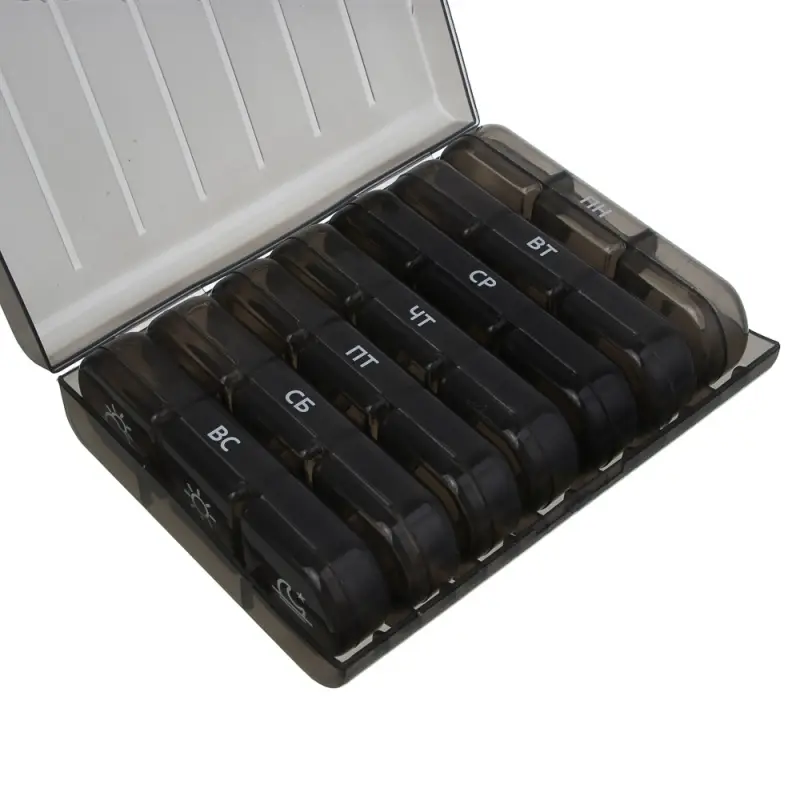 Бокс для таблеток тм VETTA, 21 ячейка, пластик, 15.6x12x4.2см