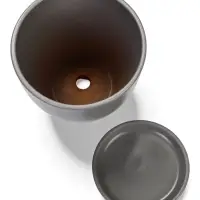 Горшок цветочный с поддоном 1,4 л, d15/h13 см серый керамика, "Туман" (М)