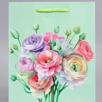 Пакет подарочный "Весенний букет" ламинированный 18 х 22,3 х 10 см