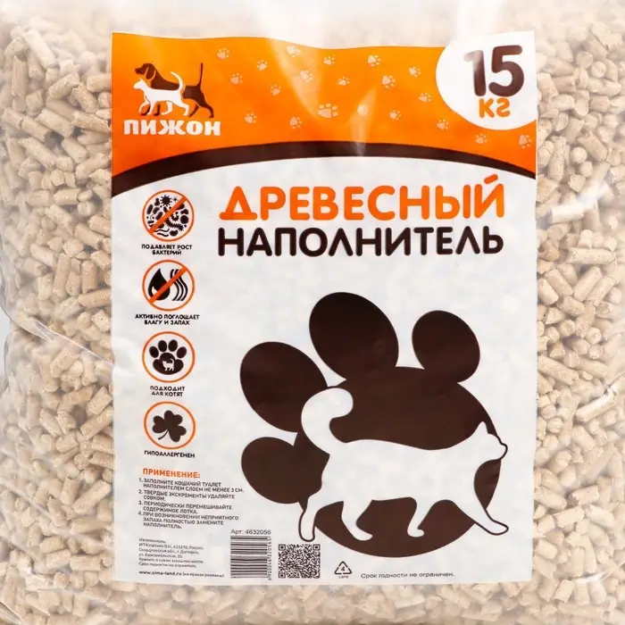 Наполнитель древесный &laquo;Пижон&raquo; 15 кг