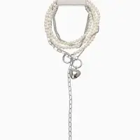 Бодичейн женская «Сердце на цепочке» с бусинами, 135 см, белый в серебре Бодичейн женская «Сердце на цепочке» с бусинами, 135 см, белый в серебре