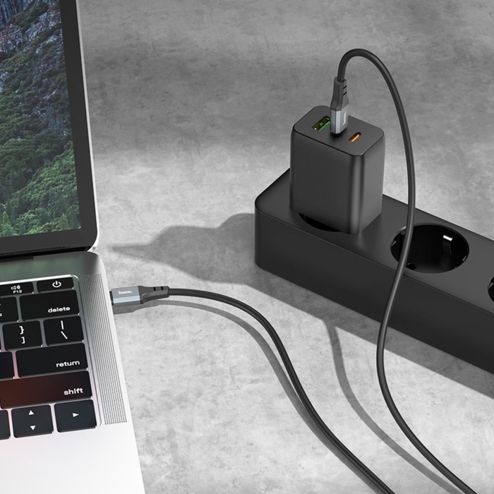 Кабель Hoco X92, Type-C - Type-С, 3 А, 3 м, оплётка силикон, чёрный Кабель Hoco X92, Type-C - Type-С, 3 А, 3 м, оплётка силикон, чёрный