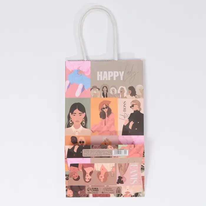 Пакет подарочный крафтовый, упаковка, &laquo;Стиль&raquo;, 12 х 21 х 9 см